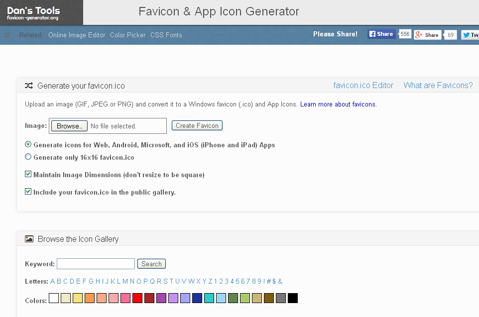 Screenshot of app icons creator website