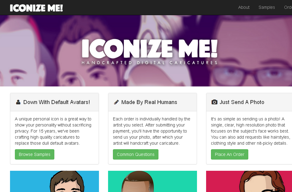Screenshot of Iconizeme icon creator website