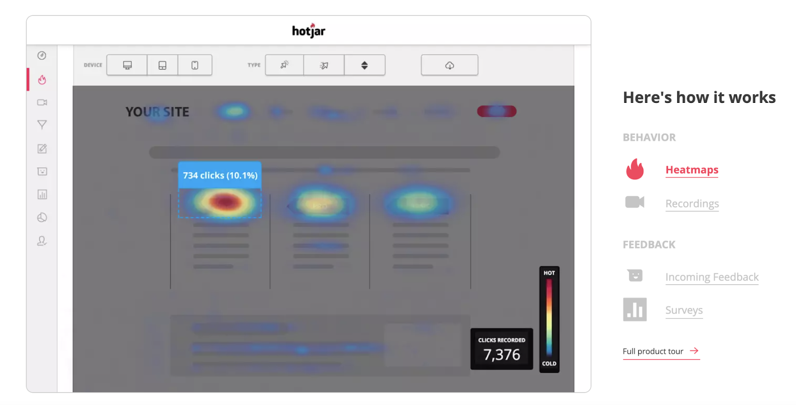 Hotjar UX:UI design tool